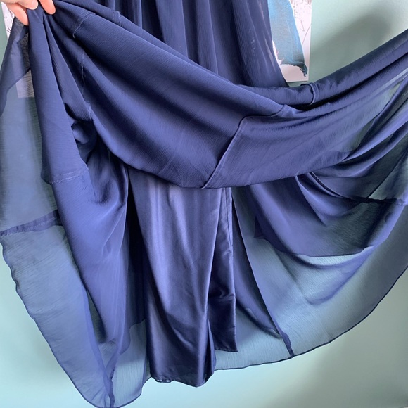 David's Bridal - Navy Blue Chiffon Bridesmaid Dress, Size 2 - Picture 7 of 14